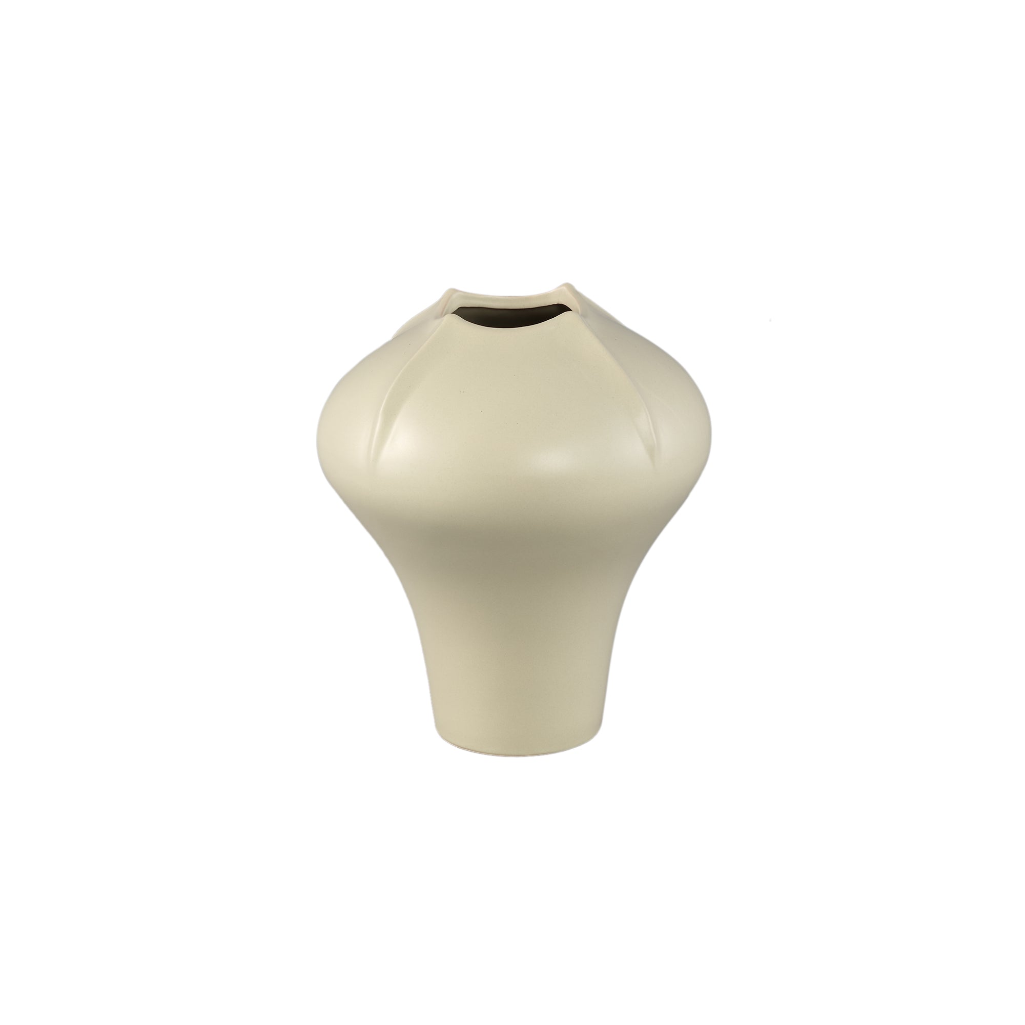 Ginos Cream Matt Ceramic Organic Bulb Vase S PTMD - Vaas - PTMD - livinglovely.nl