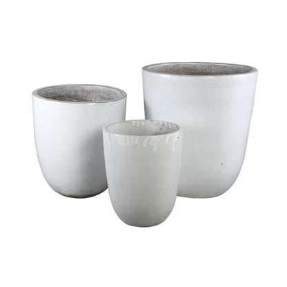 Gommes White Glazed Ceramic Pot Set van 3 PTMD - Pot - PTMD - livinglovely.nl