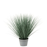 Grassen In Pot Metaal Plastiek Blauw/Groen Large - Kunstplant - J-Line - livinglovely.nl