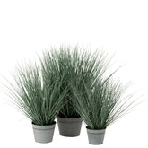 Grassen In Pot Metaal Plastiek Blauw/Groen Large - Kunstplant - J-Line - livinglovely.nl