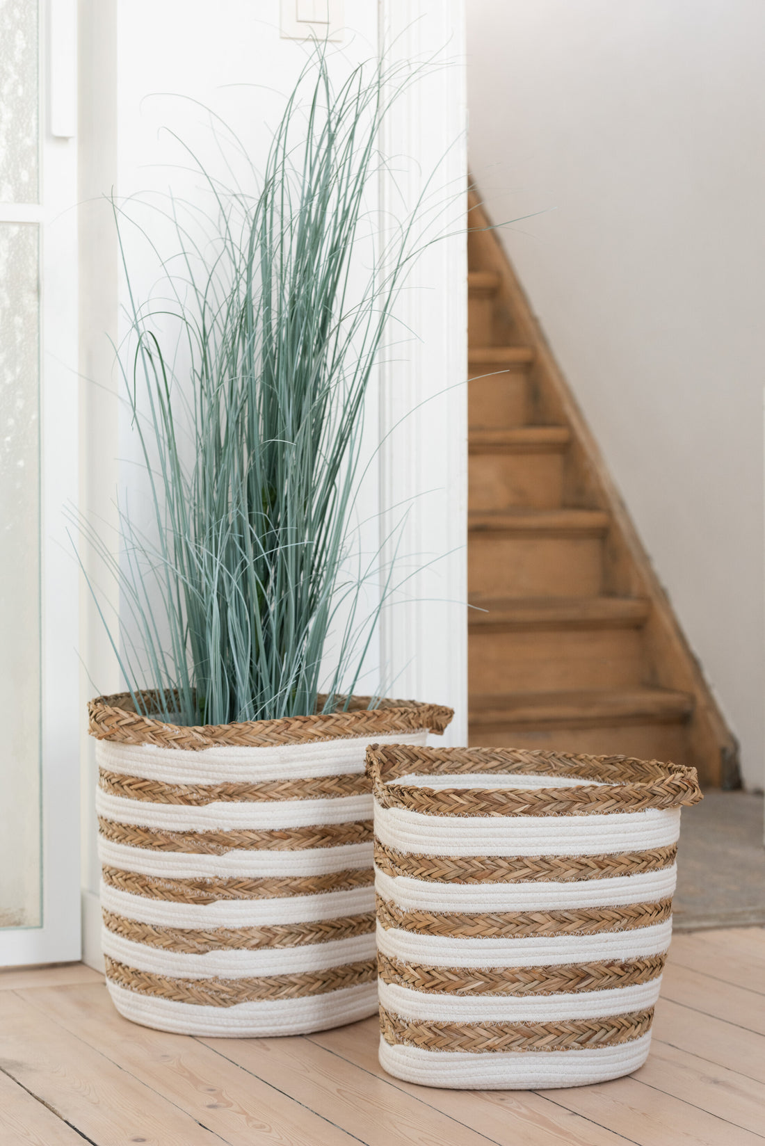 Grassen In Pot Plastiek Blauw/Groen Large - Kunstplant - J-Line - livinglovely.nl
