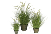 Grassen + Staarten In Pot Metaal Groen Plastiek Groen Large Dia60xH114cm - Kunstplant - J-Line - livinglovely.nl