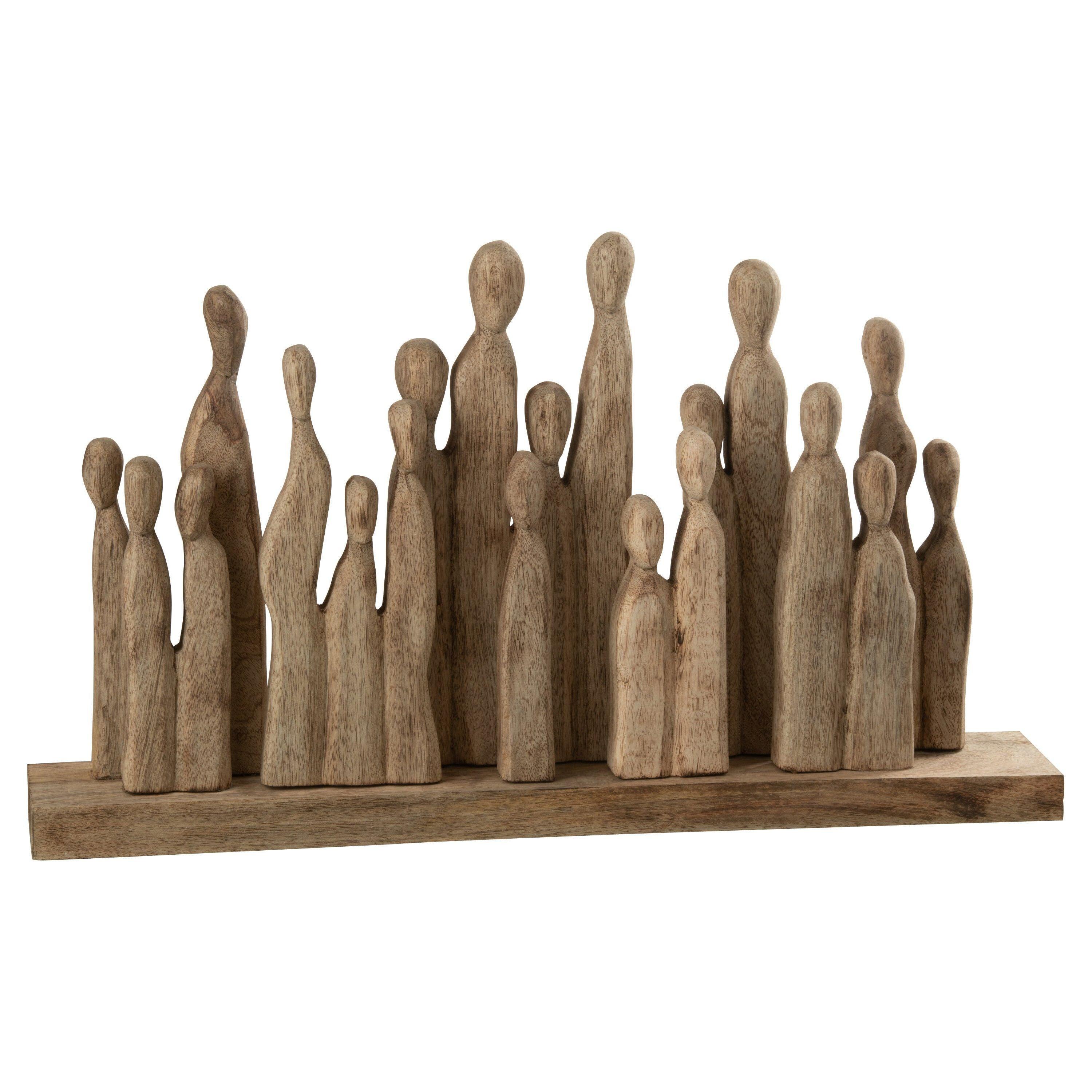 Grote Groep Figuren Hout Naturel - Beeld - J-Line - livinglovely.nl