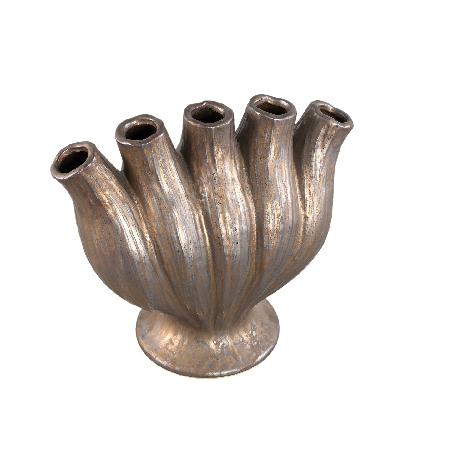 Gylian Bronze Tubes Shaped Ceramic Vase L 33x17.5x30cm PTMD - Vaas - PTMD - livinglovely.nl