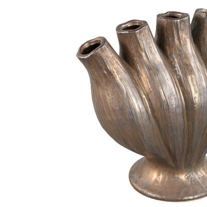 Gylian Bronze Tubes Shaped Ceramic Vase L 33x17.5x30cm PTMD - Vaas - PTMD - livinglovely.nl
