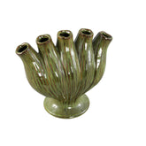 Gylian Green Tubes Shaped Ceramic Vaas L 33x 17.5x 30cm PTMD - Vaas - PTMD - livinglovely.nl