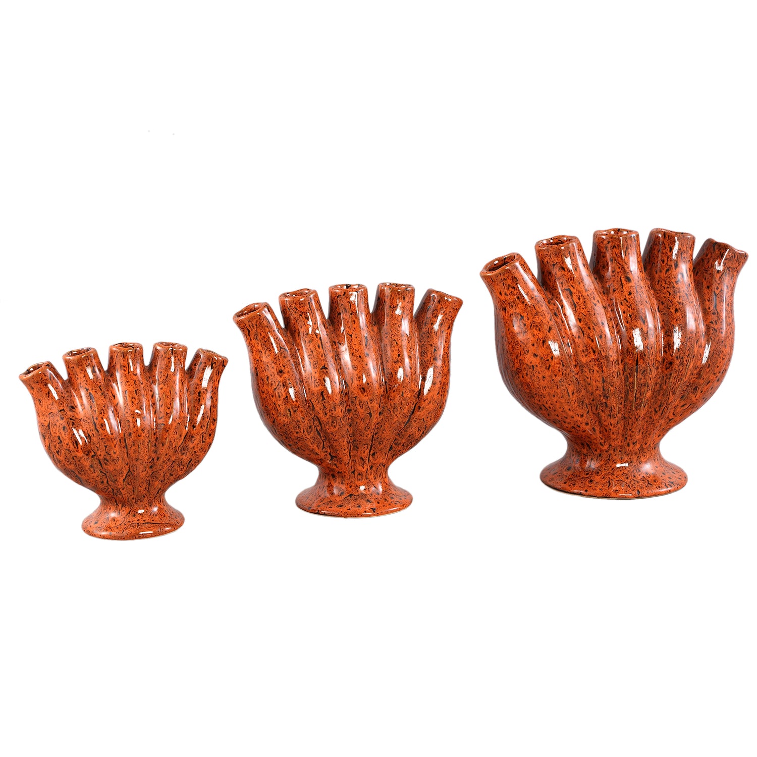 Gylian Orange Tubes Shaped Ceramic Vase L 33 x 17.5 x 30cm PTMD - Vaas - PTMD - livinglovely.nl