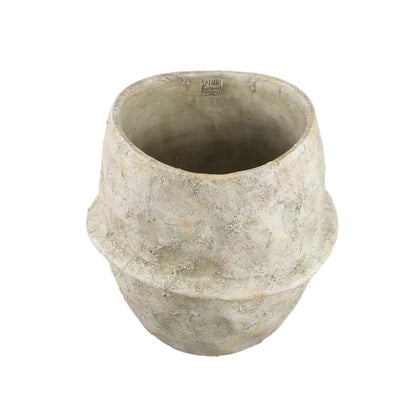 Haania Beige Cement Round Pot With Middle Line XXL PTMD - Pot - PTMD - livinglovely.nl