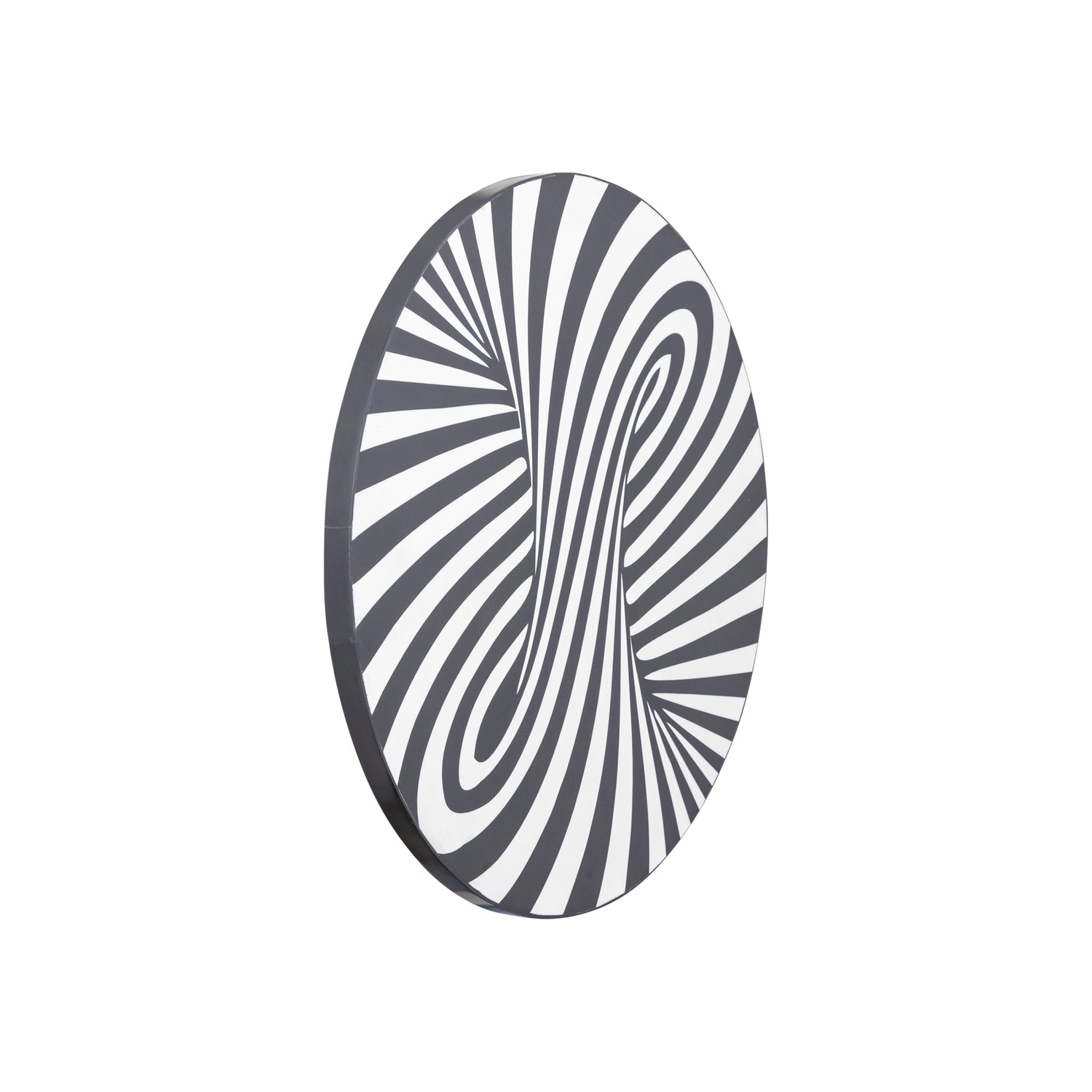 Hallie Black And White Wood Round Wall Panel Swirl 60x60cm PTMD - Wandpaneel - PTMD - livinglovely.nl