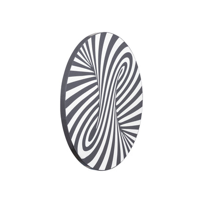 Hallie Black And White Wood Round Wall Panel Swirl 60x60cm PTMD - Wandpaneel - PTMD - livinglovely.nl