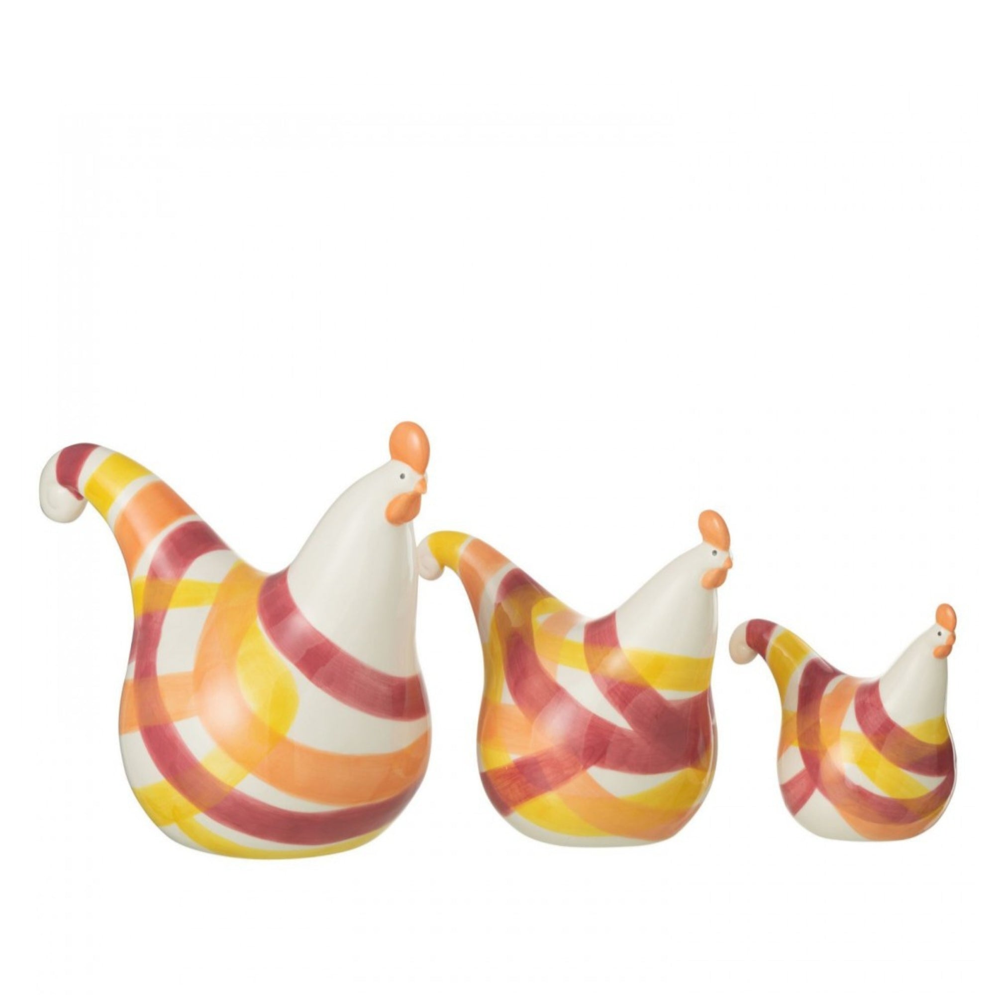 Hanen Lijnen Dolomiet Oranje Mix Set van 3 - Paas - J-Line - livinglovely.nl