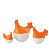Hanen Polyresin Wit/Oranje Set van 3 - Paas - J-Line - livinglovely.nl