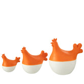 Hanen Polyresin Wit/Oranje Set van 3 - Paas - J-Line - livinglovely.nl