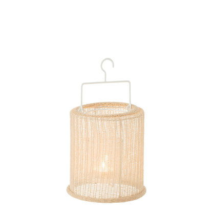 Hang lantaarn Cilinder Metaal/Polyester Beige Small - Lantaarn - J-Line - livinglovely.nl