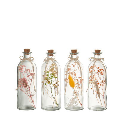 Hangende Flessen Kleurrijk Gedroogde Bloemen Glas Mix Large Set van 4 - Paas - J-Line - livinglovely.nl