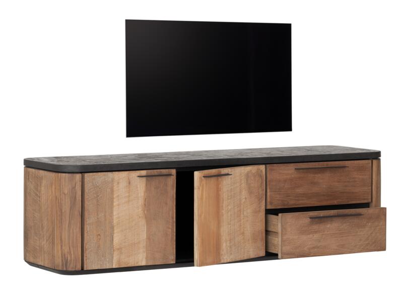 Hanging TV stand Soho small, 2 doors, 2 drawers - - DTP Home - livinglovely.nl