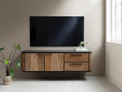 Hanging TV stand Soho small, 2 doors, 2 drawers - - DTP Home - livinglovely.nl