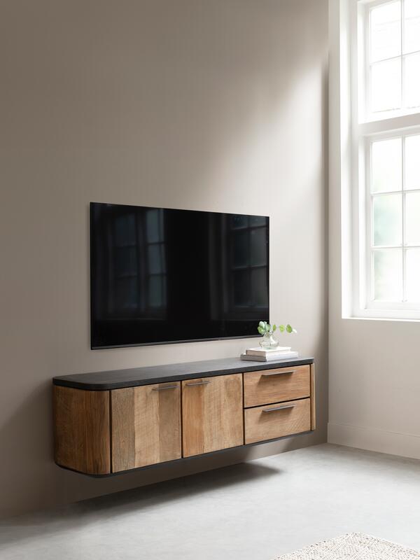 Hanging TV stand Soho small, 2 doors, 2 drawers - - DTP Home - livinglovely.nl