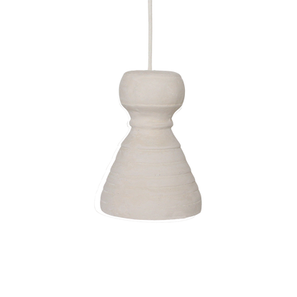 Hanglamp Chalk Kanoi van Raw Materials, slanke hanglamp in naturel met matte kalkachtige structuur