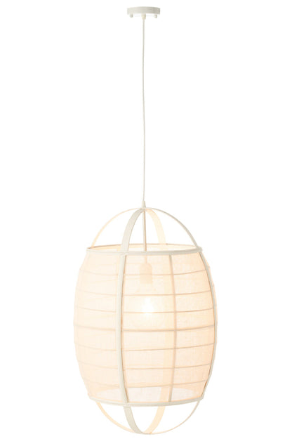 Hanglamp Ion Linnen/Bamboe Wit Large J-Line - Hanglamp - J-Line - livinglovely.nl