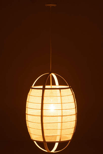 Hanglamp Ion Linnen/Bamboe Wit Large J-Line - Hanglamp - J-Line - livinglovely.nl