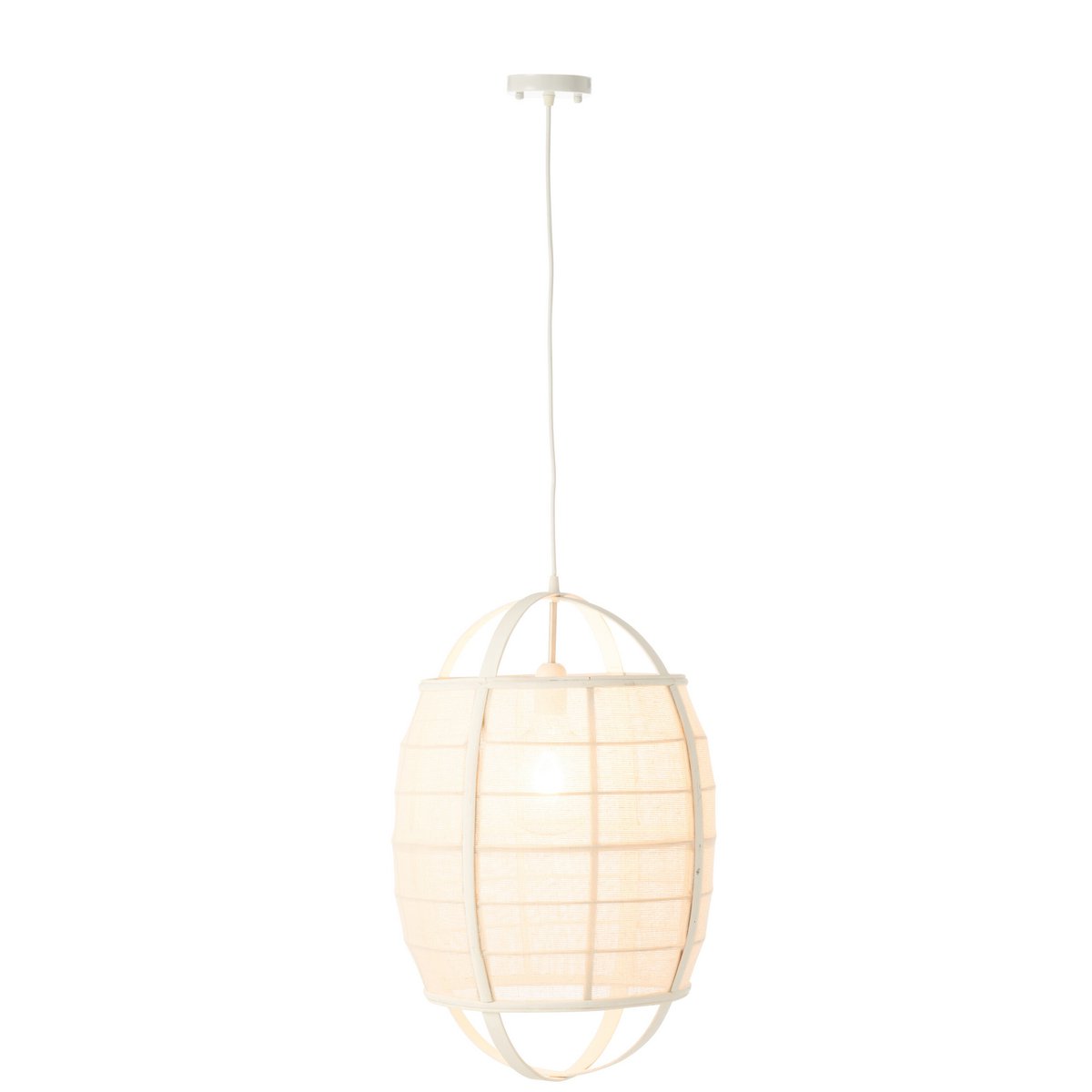 Hanglamp Ion Linnen/Bamboe Wit Small J-Line - Hanglamp - J-Line - livinglovely.nl