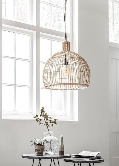 Hanglamp Las Salinas Pitriet Naturel Large van MUST Living, brandende lamp met warm licht door het pitriet