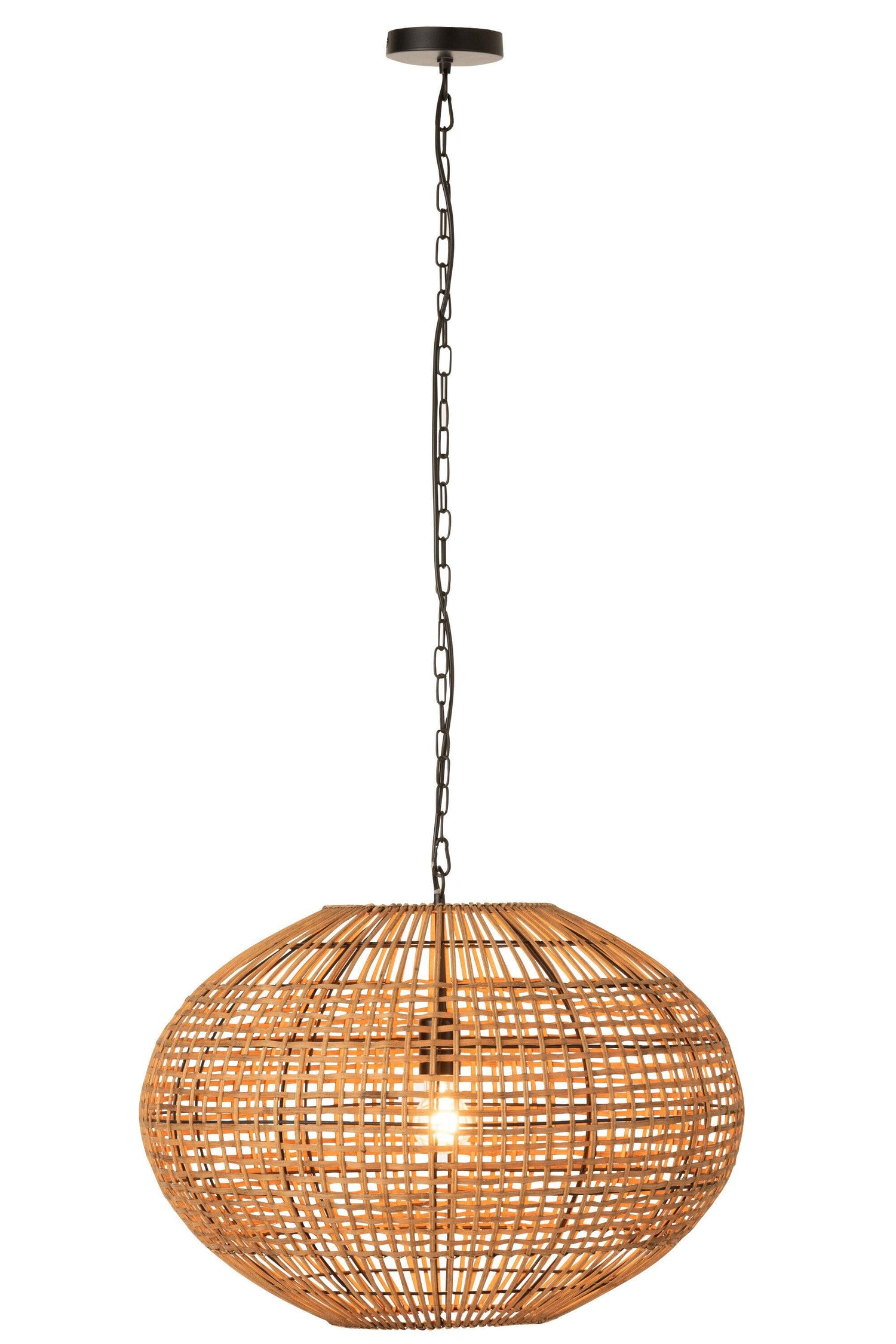 Hanglamp Rattan/Metaal Bruin/Zwart - Hanglamp - J-Line - livinglovely.nl