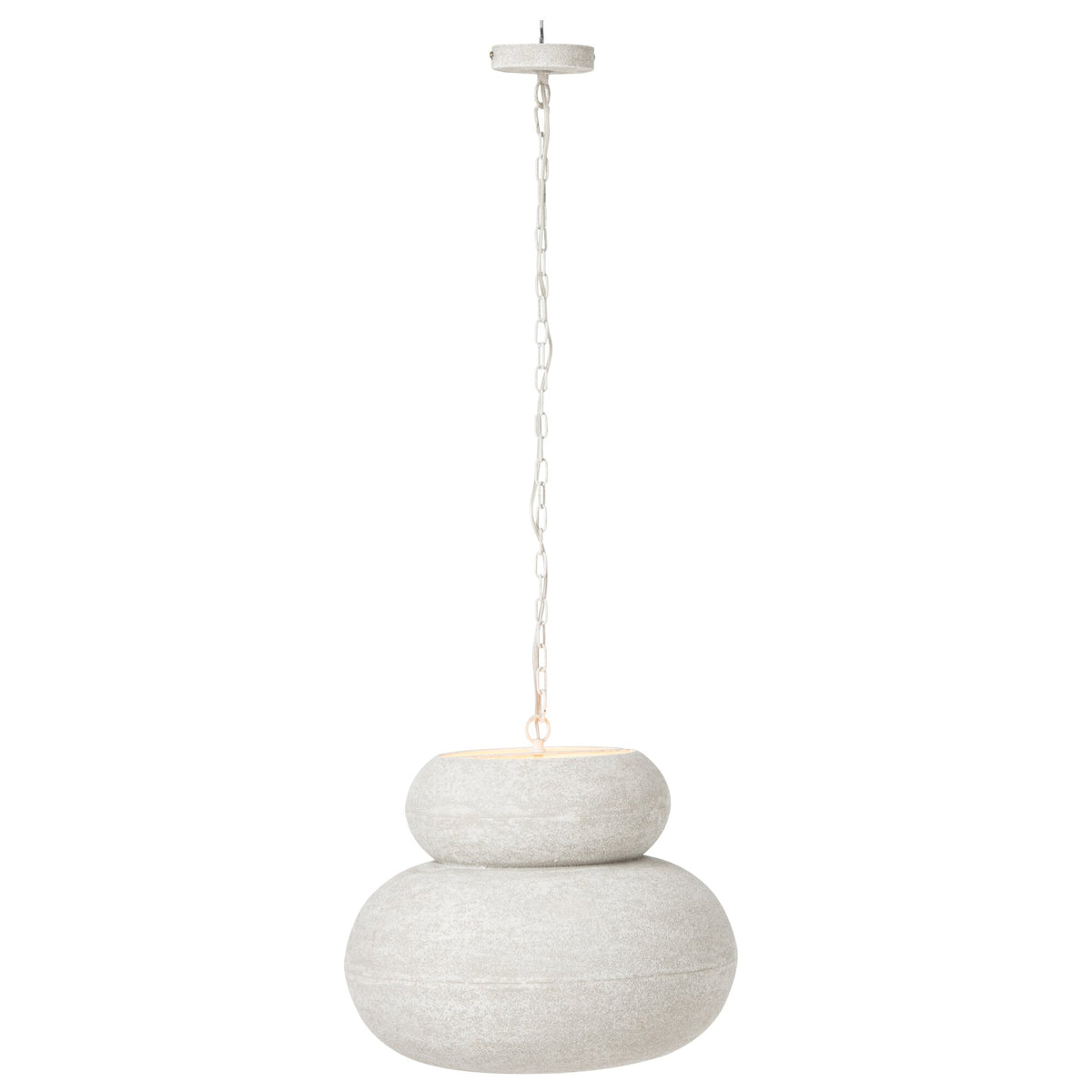Hanglamp Rond Ijzer Wit Large van J-Line, gebolde witte lampenkap van ijzer, zijaanzicht