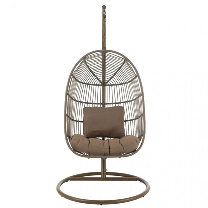 Hangstoel+Kussen Egga Metaal/Koord Bruin - Hangstoel - J-Line - livinglovely.nl