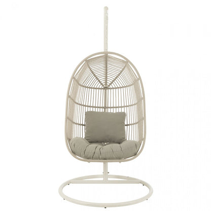 Hangstoel+Kussen Egga Metaal/Koord Grijs - Hangstoel - J-Line - livinglovely.nl