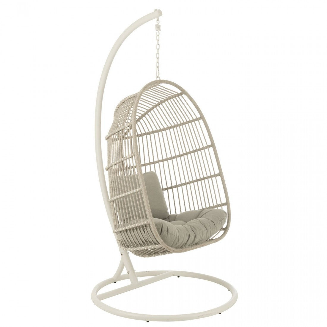 Hangstoel+Kussen Egga Metaal/Koord Grijs - Hangstoel - J-Line - livinglovely.nl