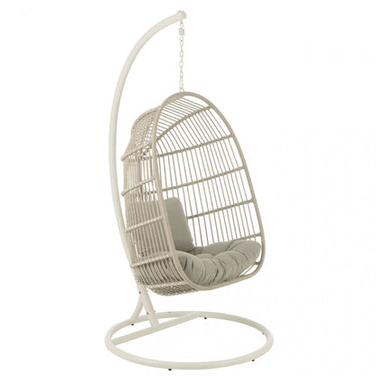 Hangstoel+Kussen Egga Metaal/Koord Grijs - Hangstoel - J-Line - livinglovely.nl