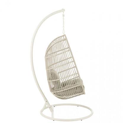 Hangstoel+Kussen Egga Metaal/Koord Grijs - Hangstoel - J-Line - livinglovely.nl
