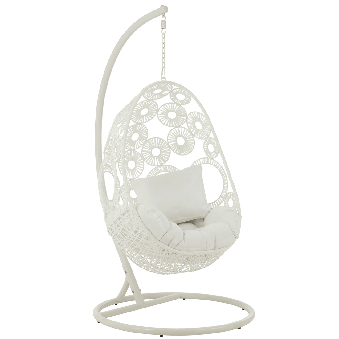 Hangstoel + Kussens Bula Metaal/Riet Wit - Hangstoel - J-Line - livinglovely.nl