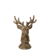 Decoratief hert van J-Line in taupe polyresin, 33cm hoog