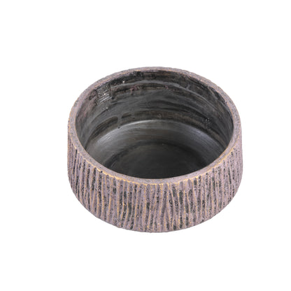 Holden Purple Cement Outdoor Candle Round Gold Finish LowL PTMD - Buitenkaars - PTMD - livinglovely.nl