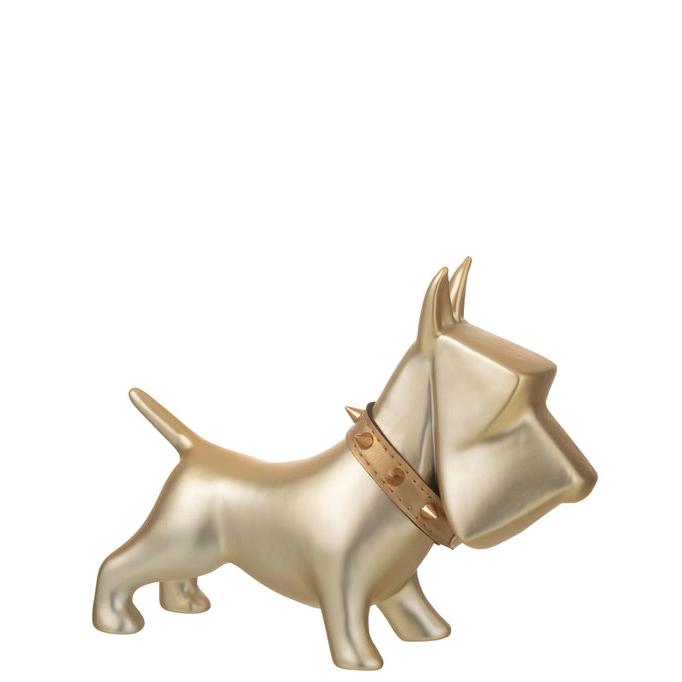 Hond Keramiek Goud Medium - Beeld - J-Line - livinglovely.nl