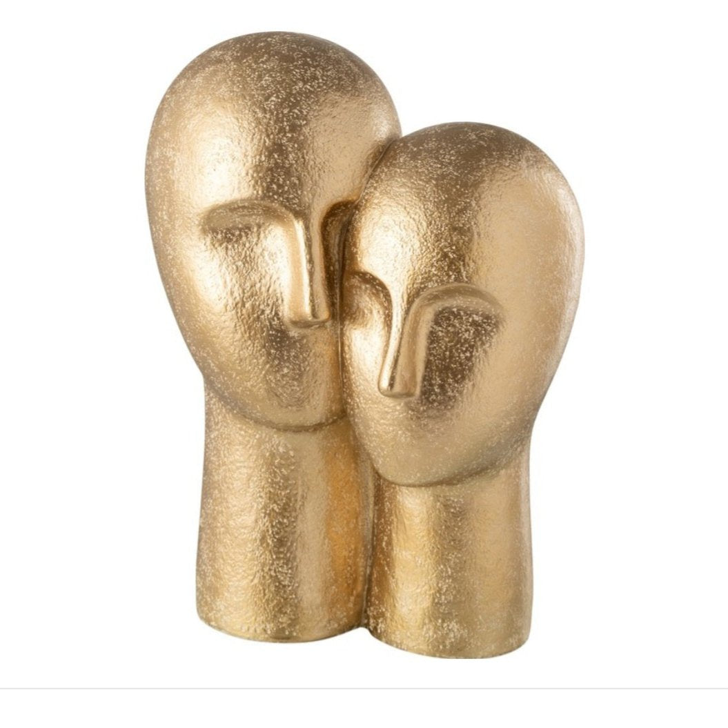 Hoofd Koppel Resine Goud J-Line - Beeld - J-Line - livinglovely.nl