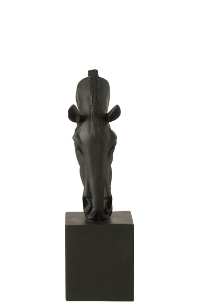 Horse On Base Polyresin Black Small - - J-Line - livinglovely.nl