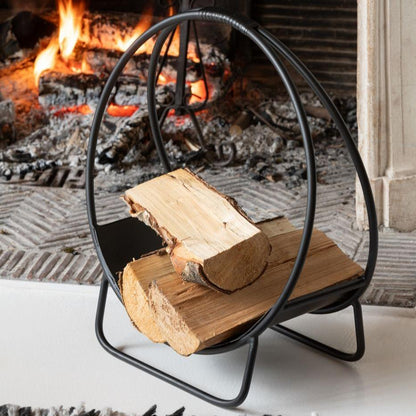 Houder Brandhout Mark Metaal Zwart Large - Openhaard accessoire - J-Line - livinglovely.nl