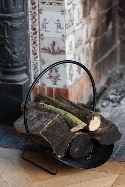 Houder Brandhout New Metaal Zwart J-Line - Openhaard accessoire - J-Line - livinglovely.nl