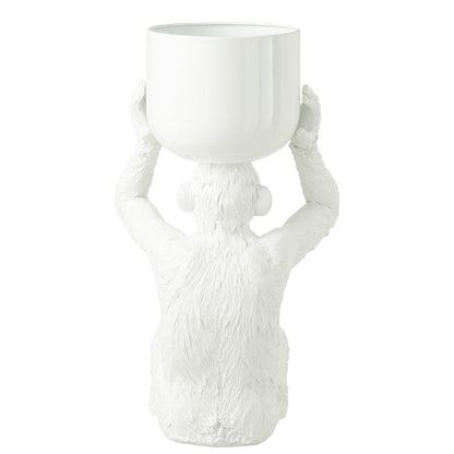 Ijsemmer Aap Polyresine Wit - Keukenaccessoire - J-Line - livinglovely.nl