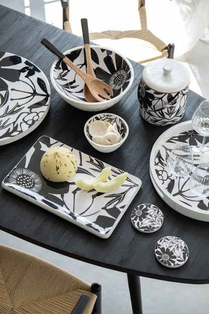 Ijsemmer Bloemen Mangohout Zwart/Wit - Keukenaccessoire - J-Line - livinglovely.nl