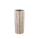 Imani Taupe Cement Pot High With Stripes M PTMD - Pot - PTMD - livinglovely.nl