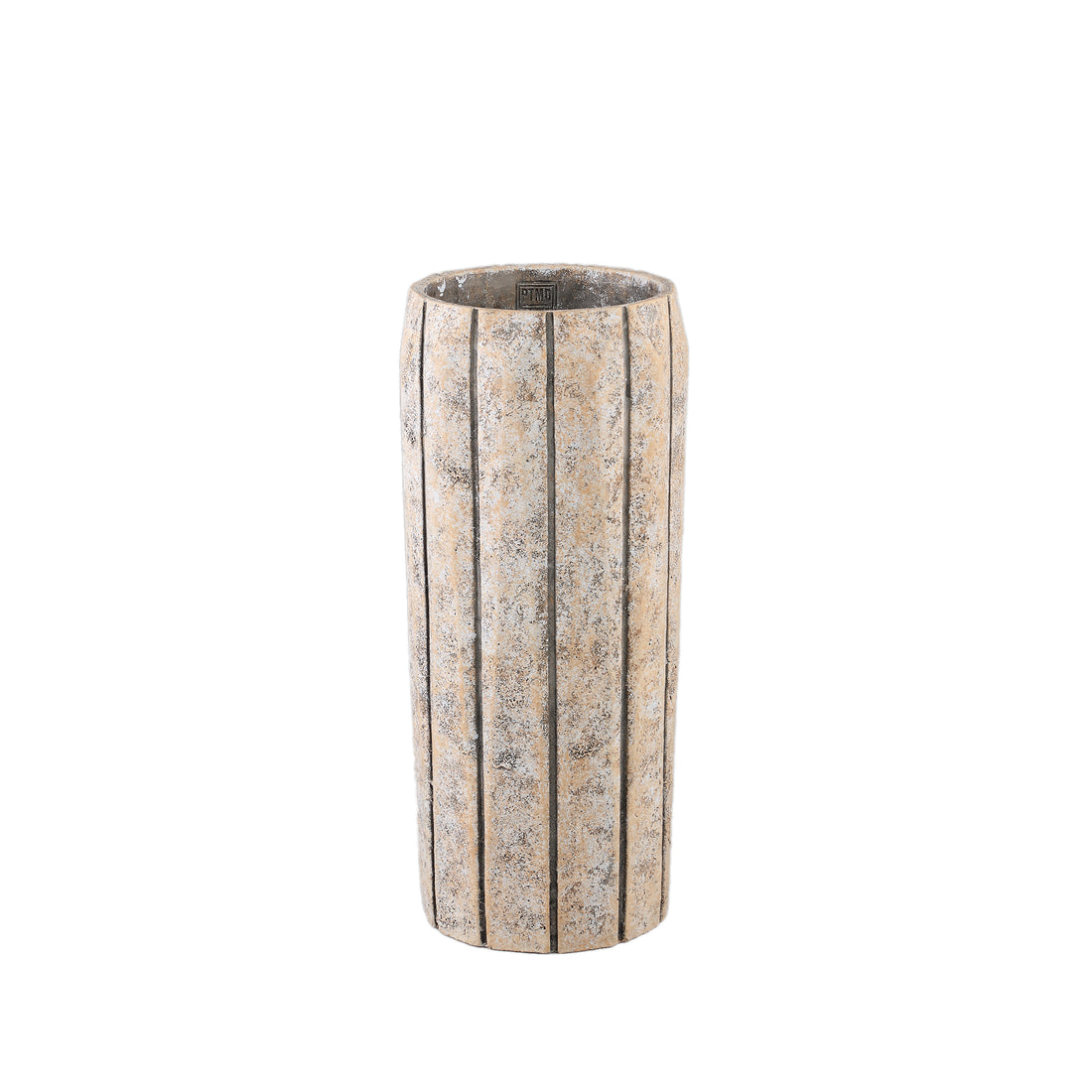 Imani Taupe Cement Pot High With Stripes M PTMD - Pot - PTMD - livinglovely.nl