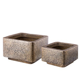 Indira Gold Alu Sheet Pot Low Square SV2 - Pot - PTMD - livinglovely.nl