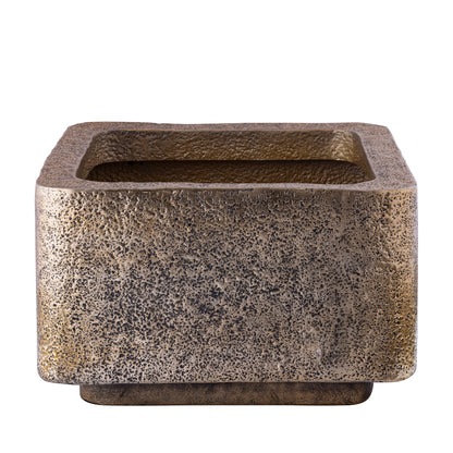 Indira Gold Alu Sheet Pot Low Square SV2 - Pot - PTMD - livinglovely.nl