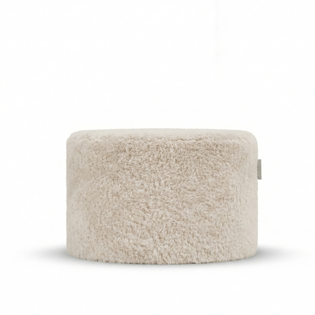 Laui Lounge Indoor Pouf Doodle White Cream Ø68x35 cm, brede ronde poef in gebroken wit