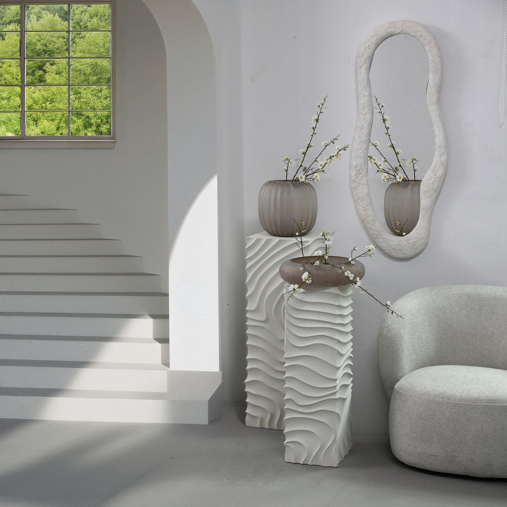 Isaiah wit mdf Zuil wavy design Set van 2 PTMD - Zuil - PTMD - livinglovely.nl